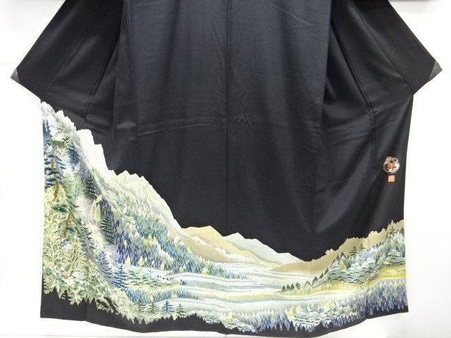  作家物　手描き友禅森林に群鶴模様留袖（比翼付き）